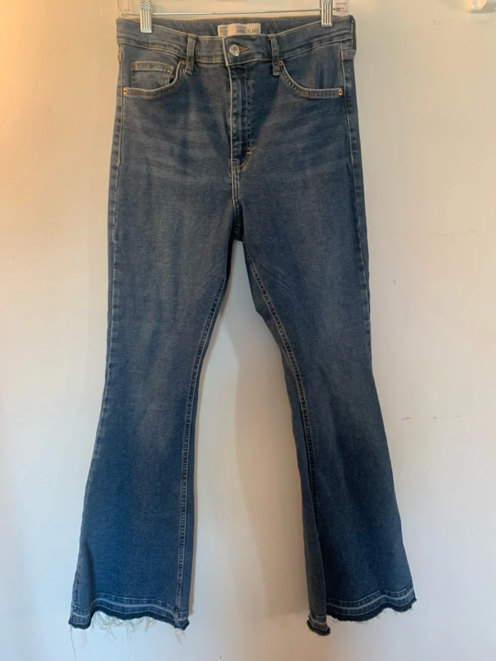 Topshop Moto Jamie Flare Jeans Size 32 Length 30 Retro Denim Chic festival jeans